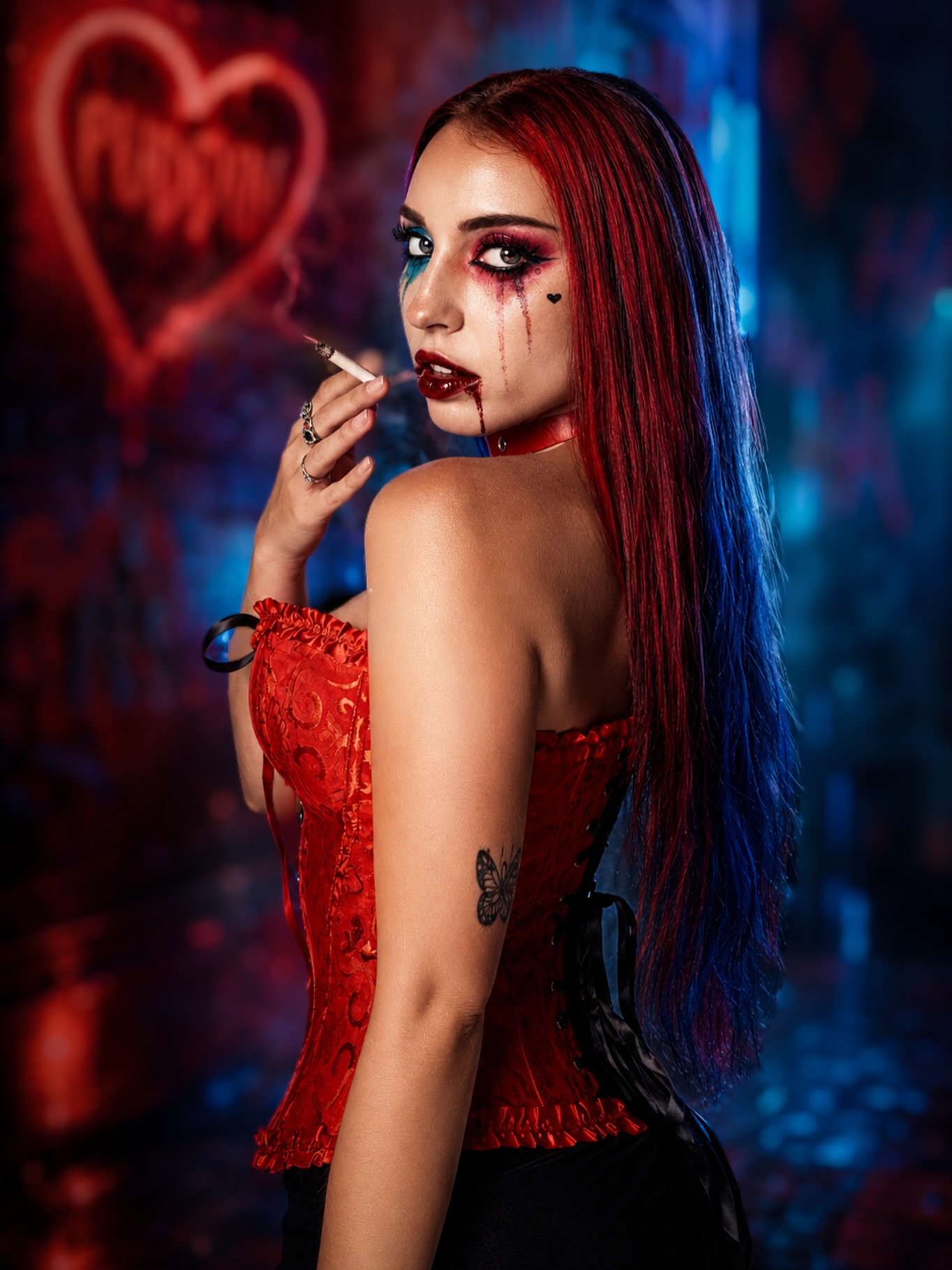 Photo by Eric 📸 on July 19, 2026. May be an image of one or more people, makeup, fishnet stockings and text.